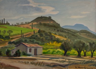 Landscape from Where Water Flowed — Oil painting, Canvas, 40.00×55.00cm — Theodoros Markellos